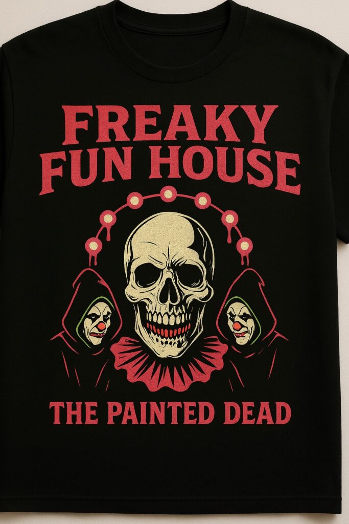 Freaky Fun House horror streetwear logo featuring a clown design.